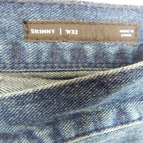 PacSun Skinny Cut Off Ribbed Denim Jean Shorts Medium Indigo Size 32 - Picture 5 of 9